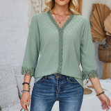 Split Sleeved V-Neck Casual Loose Top For Women