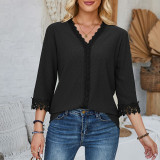 Split Sleeved V-Neck Casual Loose Top For Women