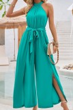 Halter Waist Tie Wide Leg Jumpsuits