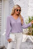 Long Sleeved V-Neck Casual Loose Top For Women