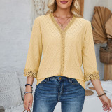 Split Sleeved V-Neck Casual Loose Top For Women