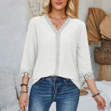 Split Sleeved V-Neck Casual Loose Top For Women