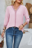 Split Sleeved V-Neck Casual Loose Top For Women