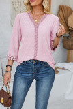 Split Sleeved V-Neck Casual Loose Top For Women