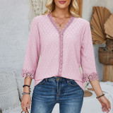 Split Sleeved V-Neck Casual Loose Top For Women