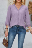 Split Sleeved V-Neck Casual Loose Top For Women
