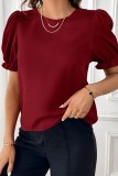 Chic Crewneck Puff Sleeve Tops