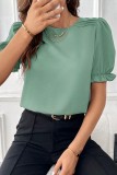 Chic Crewneck Puff Sleeve Tops