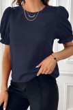 Chic Crewneck Puff Sleeve Tops