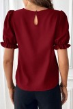Chic Crewneck Puff Sleeve Tops