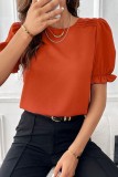 Chic Crewneck Puff Sleeve Tops