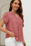V neck Petal Sleeve Print Shirts