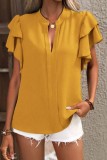 V neck Ruffle Sleeve Tops