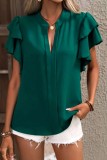 V neck Ruffle Sleeve Tops