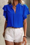 V neck Ruffle Sleeve Tops