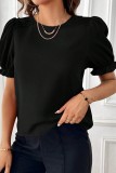 Chic Crewneck Puff Sleeve Tops