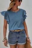 Ruffle Bat Sleeve Casual Tops