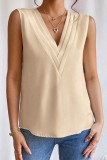 Solid V neck Multilayer Sleeveless Tank Tops