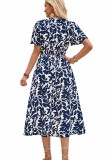 V neck Print Midi Dress