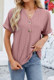 Solid Casual Loose Fit V neck Shorts Sleeve Tops