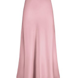 Summer Silk Draped High Waisted Fishtail Skirt