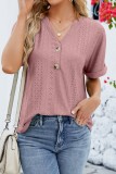 Solid Casual Loose Fit V neck Shorts Sleeve Tops