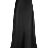Summer Silk Draped High Waisted Fishtail Skirt
