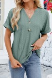 Solid Casual Loose Fit V neck Shorts Sleeve Tops