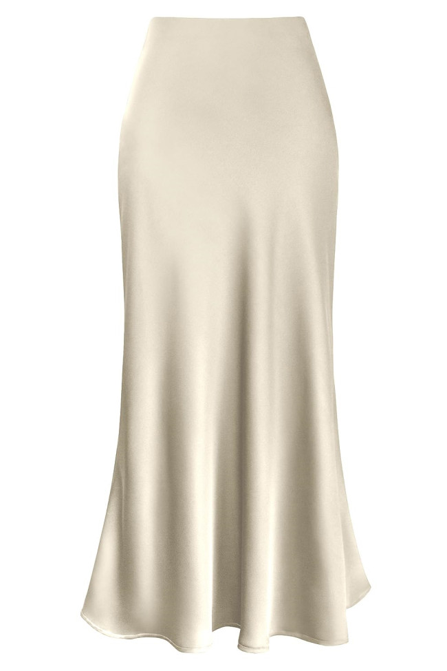 Summer Silk Draped High Waisted Fishtail Skirt