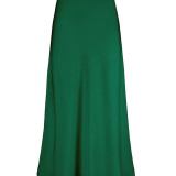 Summer Silk Draped High Waisted Fishtail Skirt