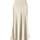 Summer Silk Draped High Waisted Fishtail Skirt