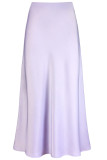 Summer Silk Draped High Waisted Fishtail Skirt