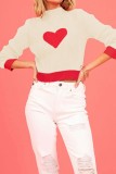Valentine Hearts Mock Neck Patchwork Color Sweater