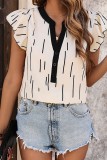 Ruffle Flowy Sleeve V neck Tops