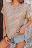Solid Color Textured Batwing Sleeve T Shirt
