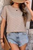 Solid Color Textured Batwing Sleeve T Shirt
