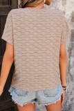 Solid Color Textured Batwing Sleeve T Shirt