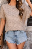 Solid Color Textured Batwing Sleeve T Shirt