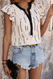 Ruffle Flowy Sleeve V neck Tops