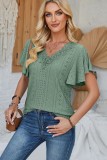 V neck Flower Lace Flowy Sleeve Tops