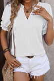 V neck Textured Ruffle Sleeve Tops