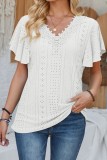 V neck Flower Lace Flowy Sleeve Tops