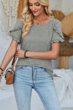 Crewneck Petal Sleeve Loose Fit Tops