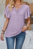 V neck Flower Lace Flowy Sleeve Tops