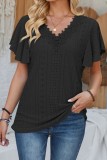 V neck Flower Lace Flowy Sleeve Tops