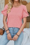 Crewneck Petal Sleeve Loose Fit Tops