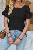 Crewneck Petal Sleeve Loose Fit Tops