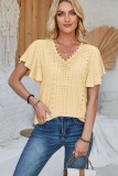 V neck Flower Lace Flowy Sleeve Tops