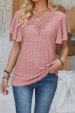 V neck Flower Lace Flowy Sleeve Tops