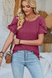 Crewneck Petal Sleeve Loose Fit Tops